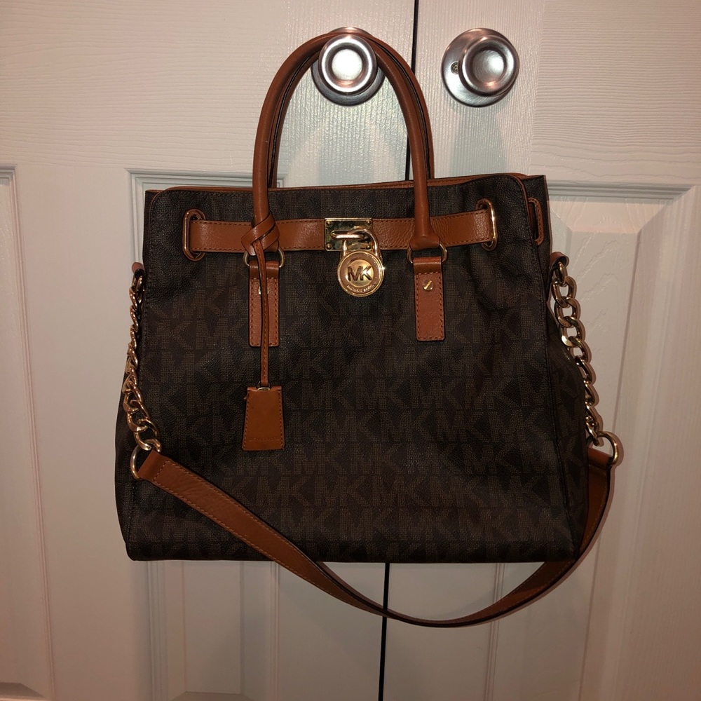 MICHEAL KORS logo tote bag brown